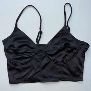 Garage crop‎ top Black Satin bustier party brunch mall casual Small/petite